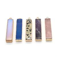 Gemstone Pendants Jewelry, Natural Stone, with Brass, Rectangle, gold color plated, different materials for choice & Unisex, more colors for choice, 8x39mm, Sold By PC