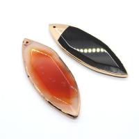 Agate Jewelry Pendants with Brass Leaf gold color plated Unisex & faceted Sold By PC