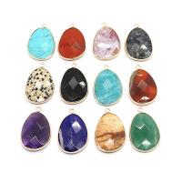 Gemstone Pendants Jewelry, Natural Stone, with Brass, Teardrop, gold color plated, different materials for choice & Unisex & faceted, more colors for choice, 22x34mm, Sold By PC