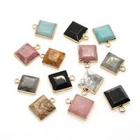 Gemstone Pendants Jewelry, Natural Stone, with Brass,  Square, gold color plated, different materials for choice & Unisex & faceted, more colors for choice, 11x15mm, Sold By PC