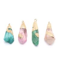 Crystal Pendants, with Brass, irregular, gold color plated, dyed & Unisex, more colors for choice, 10x30-15x50mm, Sold By PC