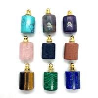 Natural Stone Perfume Bottle Pendant, with Brass, Column, plated, different materials for choice & Unisex, more colors for choice, 13x18x32mm, Sold By PC