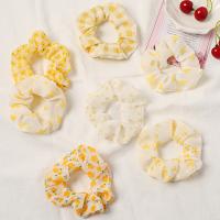 Hair Scrunchies Cloth Round & for woman yellow 100mm Sold By PC