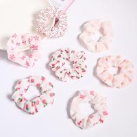 Hair Scrunchies Cloth Round printing & for woman pink 100mm Sold By PC