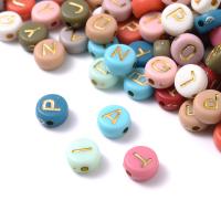 Alphabet Acrylic Beads, DIY, mixed colors, 4x7mm, Approx 100PCs/Bag, Sold By Bag