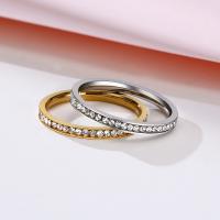 Zirkonia Edelstahl-Finger- Ring, 304 Edelstahl, Modeschmuck & verschiedene Größen vorhanden & Micro pave Zirkonia & für Frau, keine, 2mm, verkauft von PC