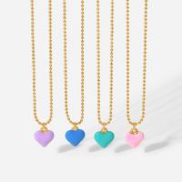 Stainless Steel Jewelry Necklace 304 Stainless Steel with 2inch extender chain Heart Vacuum Ion Plating Adjustable & fashion jewelry & for woman 10.32mm Length 16.5 Inch Sold By PC