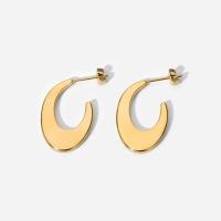 Stainless Steel Stud Earrings 304 Stainless Steel Letter C Vacuum Ion Plating fashion jewelry & for woman golden Sold By Pair