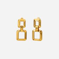 Stainless Steel Drop Earring 304 Stainless Steel Square Vacuum Ion Plating fashion jewelry & for woman & hollow golden Sold By Pair