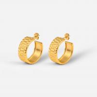 Titanium Steel  Earring Donut Vacuum Ion Plating fashion jewelry & for woman golden Sold By Pair