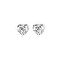 Cubic Zirconia Micro Pave Sterling Silver Earring, 925 Sterling Silver, Heart, plated, micro pave cubic zirconia & for woman & hollow, more colors for choice, 9x9mm, Sold By PC