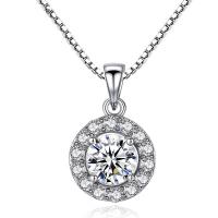 Cubic Zircon Micro Pave 925 Sterling Silver Necklace, platinum plated, micro pave cubic zirconia & for woman, 10x18mm, Length:Approx 17.7 Inch, Sold By PC