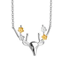 925 Sterling Silver Necklaces, Deer, plated, fashion jewelry & for woman, 20x16.80mm, Length:Approx 17.7 Inch, Sold By PC