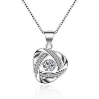 Cubic Zircon Micro Pave 925 Sterling Silver Necklace, platinum plated, micro pave cubic zirconia & for woman & hollow, 14x20mm, Length:Approx 17.7 Inch, Sold By PC
