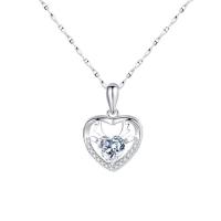 Cubic Zircon Micro Pave 925 Sterling Silver Necklace, Heart, platinum plated, micro pave cubic zirconia & for woman, 13x20mm, Length:Approx 17.7 Inch, Sold By PC