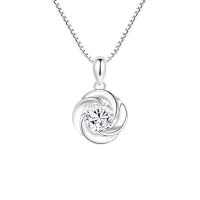 Cubic Zircon Micro Pave 925 Sterling Silver Necklace, platinum plated, micro pave cubic zirconia & for woman, more colors for choice, 11x11mm, Length:Approx 17.7 Inch, Sold By PC