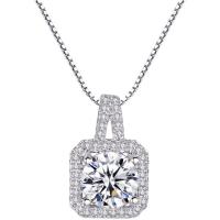 Cubic Zircon Micro Pave 925 Sterling Silver Necklace, plated, micro pave cubic zirconia & for woman, more colors for choice, 10x20mm, Length:Approx 17.7 Inch, Sold By PC