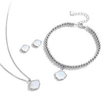 Sterling Silver Βραχιόλια, 925 ασημένιο ασήμι, με Λευκό Shell, επιχρυσωμένο, κοσμήματα μόδας & για τη γυναίκα, περισσότερα χρώματα για την επιλογή, 180mm, Sold Με PC