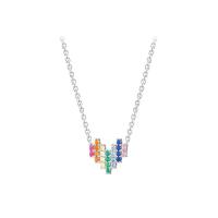Cubic Zircon Micro Pave 925 Sterling Silver Necklace, Heart, plated, micro pave cubic zirconia & for woman, more colors for choice, 11.50x10.50mm, Length:Approx 17.7 Inch, Sold By PC