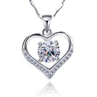 Cubic Zircon Micro Pave 925 Sterling Silver Necklace Heart platinum plated micro pave cubic zirconia & for woman Length Approx 17.7 Inch Sold By PC