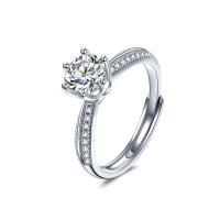Solidny srebrny pierścień, 925 Srebro, ze Okręg wyborczy Moissanite, Platerowane platyną, Regulowane & różnej wielkości do wyboru & dla kobiety, sprzedane przez PC