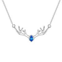 Cubic Zircon Micro Pave 925 Sterling Silver Necklace, Antlers, plated, micro pave cubic zirconia & for woman, more colors for choice, 28x12mm, Length:Approx 17.7 Inch, Sold By PC