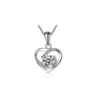 Cubic Zircon Micro Pave 925 Sterling Silver Necklace, platinum plated, micro pave cubic zirconia & for woman, more colors for choice, 20x14mm, Length:Approx 17.7 Inch, Sold By PC