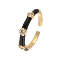 Cubic Zirconia Micro Pave Brass Ring gold color plated Adjustable & micro pave cubic zirconia & for woman & enamel Sold By PC