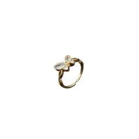 Cúbicos Circonia Micro Pave anillo de latón, metal, Mariposa, chapado en color dorado, Ajustable & micro arcilla de zirconia cúbica & para mujer, Vendido por UD