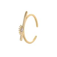 cobre Cuff Ring Finger, cromado de cor dourada, Ajustável & micro pavimento em zircônia cúbica & para mulher, vendido por PC
