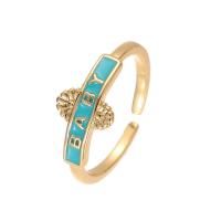 Brass Cuff Finger Ring, gold color plated, Adjustable & for woman & enamel, more colors for choice, Sold By PC