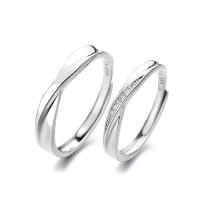 Couple Finger Rings, 925 Sterling Silver, platinum plated, Adjustable & fashion jewelry, Sold By PC