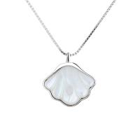 925 Sterling Silver Necklaces, earring & necklace, with Shell, Shell, platinum plated, different styles for choice & for woman, 9.70x7.70mm, Length:Approx 17.7 Inch, Sold By PC