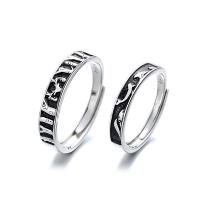 Couple Finger Rings 925 Sterling Silver platinum plated Adjustable & fashion jewelry Sold By PC