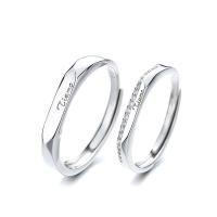 Couple Finger Rings 925 Sterling Silver gold color plated Adjustable & for woman Sold By PC