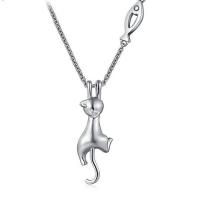 925 Sterling Silver Necklaces, Cat, platinum plated, fashion jewelry & for woman, 8x24mm, Length:Approx 17.7 Inch, Sold By PC