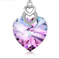 Crystal náhrdelník, 925 Sterling Silver, s Krystal, Srdce, platina á, módní šperky & pro ženy, více barev na výběr, 18x25mm, Prodáno By PC