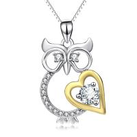 Cubic Zircon Micro Pave 925 Sterling Silver Necklace Owl plated micro pave cubic zirconia & for woman Sold By PC