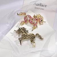 Rhinestone Brooch Zinc Alloy with Czech Rhinestone & Crystal Unicorn plated fashion jewelry & Unisex Sold By Lot