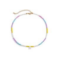 Glass Seed Beads Halsband, med Shell, med 2.7inch extender kedja, Letter A, folkliga stil & för kvinna, Längd Ca 15.7 inch, Säljs av PC