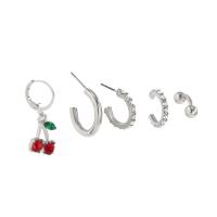Iron Earring Set, with Tibetan Style, silver color plated, for woman & with rhinestone, 16mm, 30mm, Sold By Set