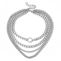 Multi Layer Necklace Zinc Alloy with Aluminum platinum color plated multilayer & for woman & with rhinestone Length Approx 15.5 Inch Approx 18.1 Inch Approx 19.6 Inch Approx 21.2 Inch Sold By Set