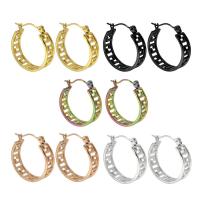 Stainless Steel Hoop Earring, 304 Stainless Steel, Vacuum Ion Plating, fashion jewelry & for woman & hollow, more colors for choice, 6x23mm, Sold By Pair