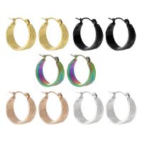 Stainless Steel Hoop Earring, 304 Stainless Steel, Vacuum Ion Plating, fashion jewelry & for woman, more colors for choice, 8x21mm, Sold By Pair