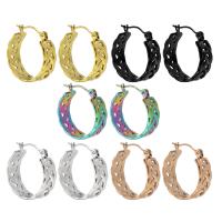 Stainless Steel Hoop Earring, 304 Stainless Steel, Vacuum Ion Plating, fashion jewelry & for woman, more colors for choice, 7x22mm, Sold By Pair