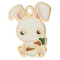 Zinc Alloy Enamel Pendants Rabbit gold color plated Unisex white nickel lead & cadmium free Approx 2mm Approx Sold By Bag