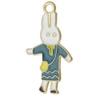 Zinc Alloy Enamel Pendants Rabbit gold color plated Unisex mixed colors nickel lead & cadmium free Approx 2mm Approx Sold By Bag