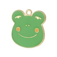 Tibetan Style Enamel Pendants, Frog, gold color plated, Unisex, green, nickel, lead & cadmium free, 21x21.50x1mm, Hole:Approx 2mm, Approx 500PCs/Bag, Sold By Bag