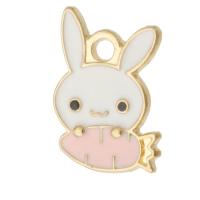 Zinc Alloy Enamel Pendants Rabbit gold color plated Unisex mixed colors nickel lead & cadmium free Approx 2mm Approx Sold By Bag