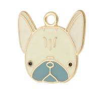 Tibetan Style Enamel Pendants, Dog, gold color plated, Unisex, mixed colors, nickel, lead & cadmium free, 23x22x1.50mm, Hole:Approx 2mm, Approx 500PCs/Bag, Sold By Bag